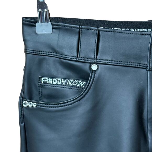 Freddy Faux Leather High Waisted Full Length  Size 4 Stretchy Zip Closure - Picture 8 of 16